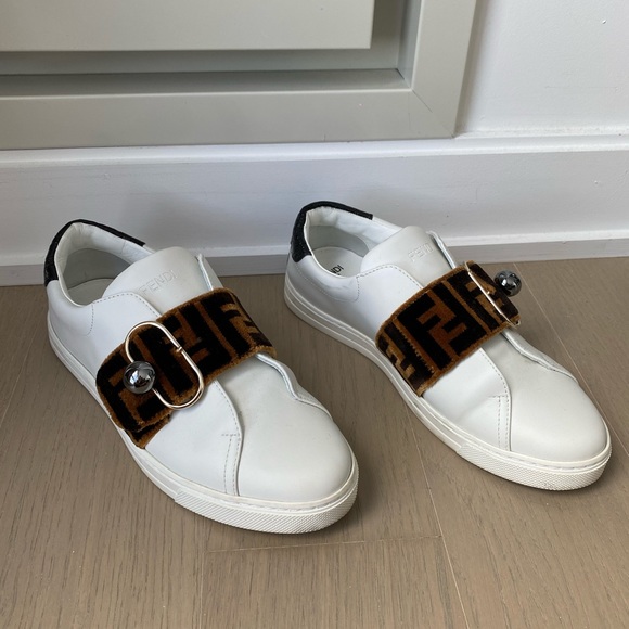 Fendi fur print slide on sneakers - Picture 2 of 8